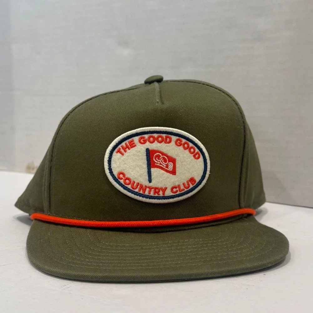 NEW Good Good Golf Country Club Rope Hat Mens Olive Green Snapback Patch Cap